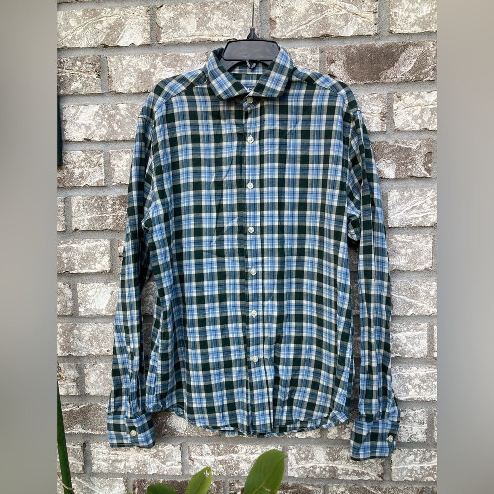 🐬 Slate & Stone Blue and Green Plaid Men's Shirt